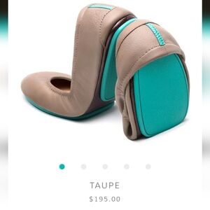 Tieks Taupe and Teal Flats